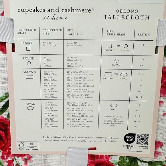 Cupcakes & Cashmere Valentine’s Day Tablecloth Red Roses & Pink Hearts, 60”x84" - Picture 2 of 2